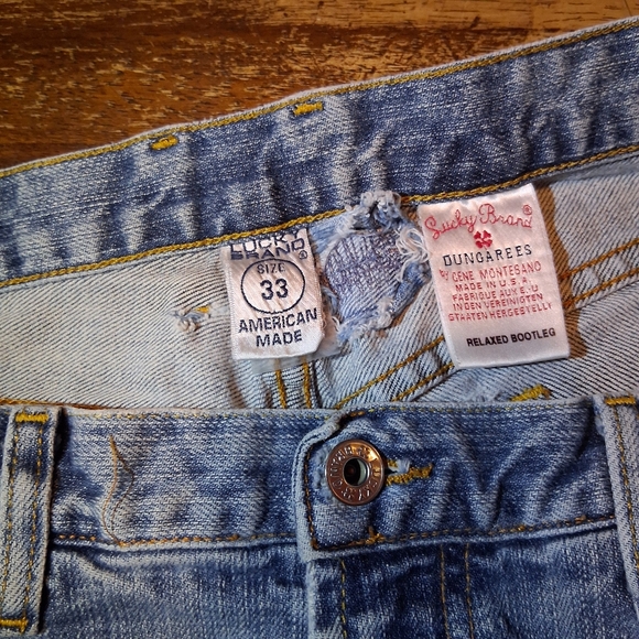 vintage lucky brand dungarees light wash distressed jeans  cotton size 33 - Picture 1 of 10